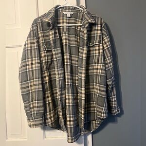 Old Navy Gray and Cream Plaid Shirt
